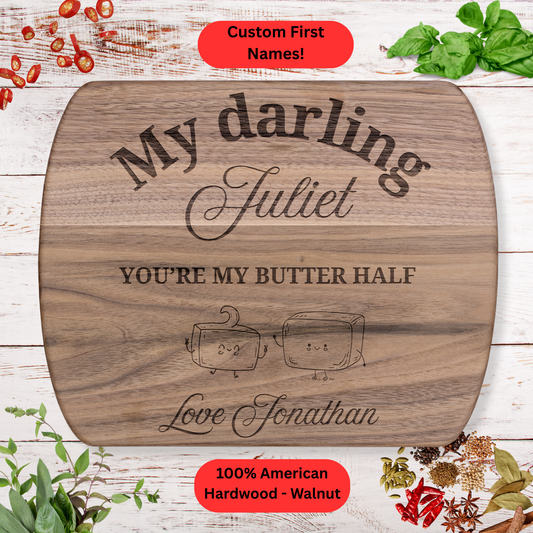 Personalized humorous Cutting Board – Funny Couples Gift with Custom Name – Anniversary, Wedding, or Housewarming Present