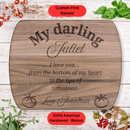 Personalized Romantic Cutting Board. Custom Name Gift. Wedding or Anniversary Gift. Valentines Day Gift
