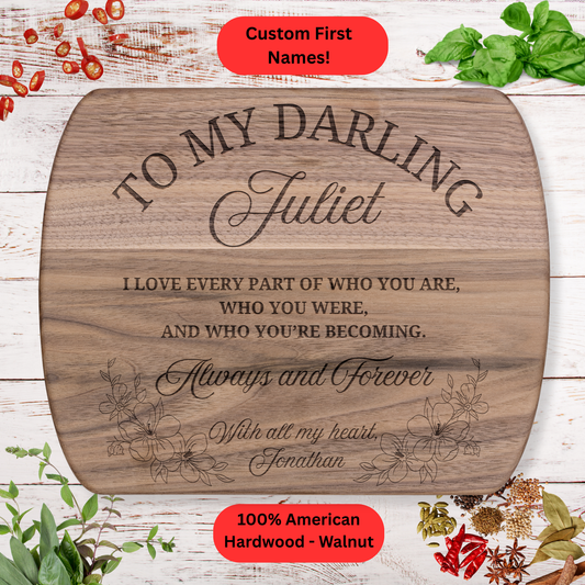 Personalized Couples Cutting Board. Custom Name Kitchen Gift. Wedding or Anniversary Gift. Valentines Day Gift