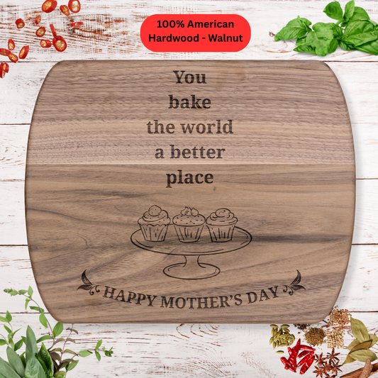Mother's Day Cutting Board. Happy Mother’s Day Gift for Mom. Maple or Walnut