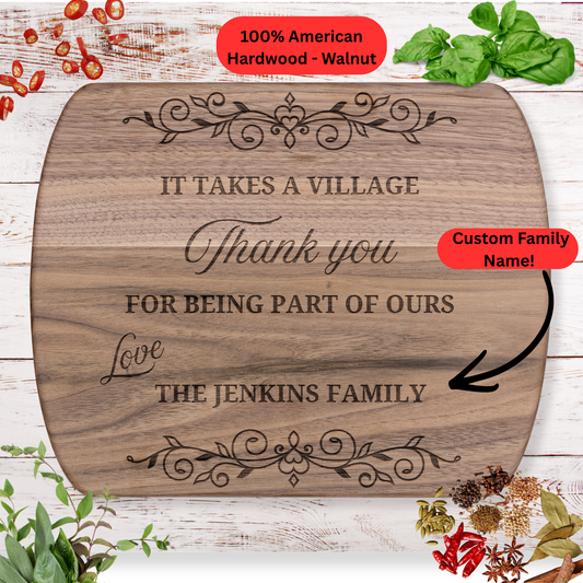 Personalized Neighbor Thank You Cutting Board. Custom Family Name. Appreciation Gift for Neighbors or Community. Walnut or Maple