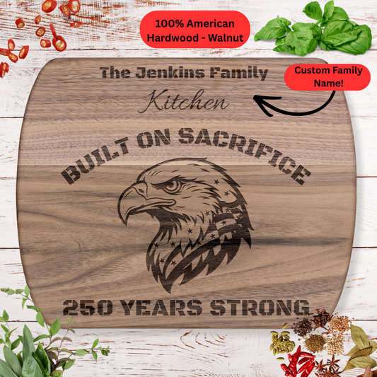 Personalized Family Name Cutting Board. Bald Eagle Patriotic Gift. USA 250th Anniversary Keepsake