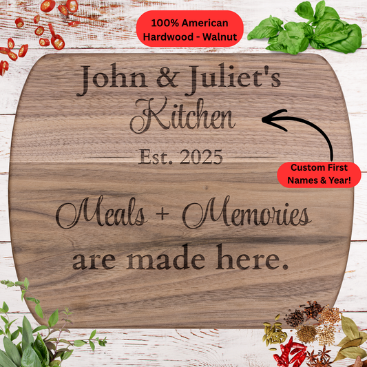 Personalized Foodies Cutting Board. Custom Names and Year. Family Kitchen Gift. Housewarming Gift. Personalized Hardwood Cutting Board