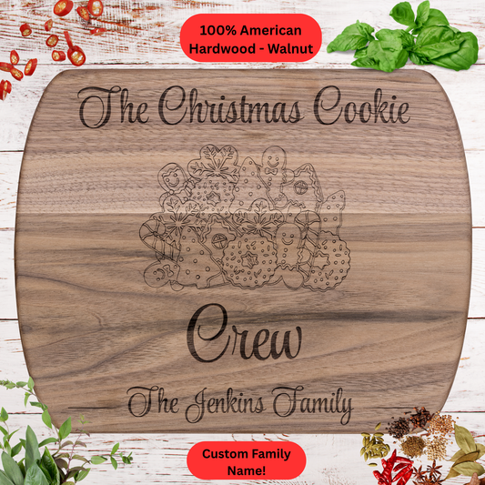 Personalized Christmas Cutting Board. Custom Family Name. Christmas Baking Gift. Holiday Kitchen Décor