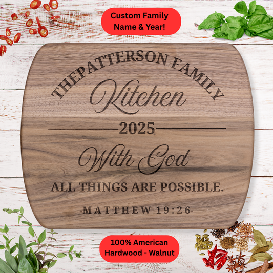 Personalized Christian Cutting Board. Custom Family Kitchen Gift