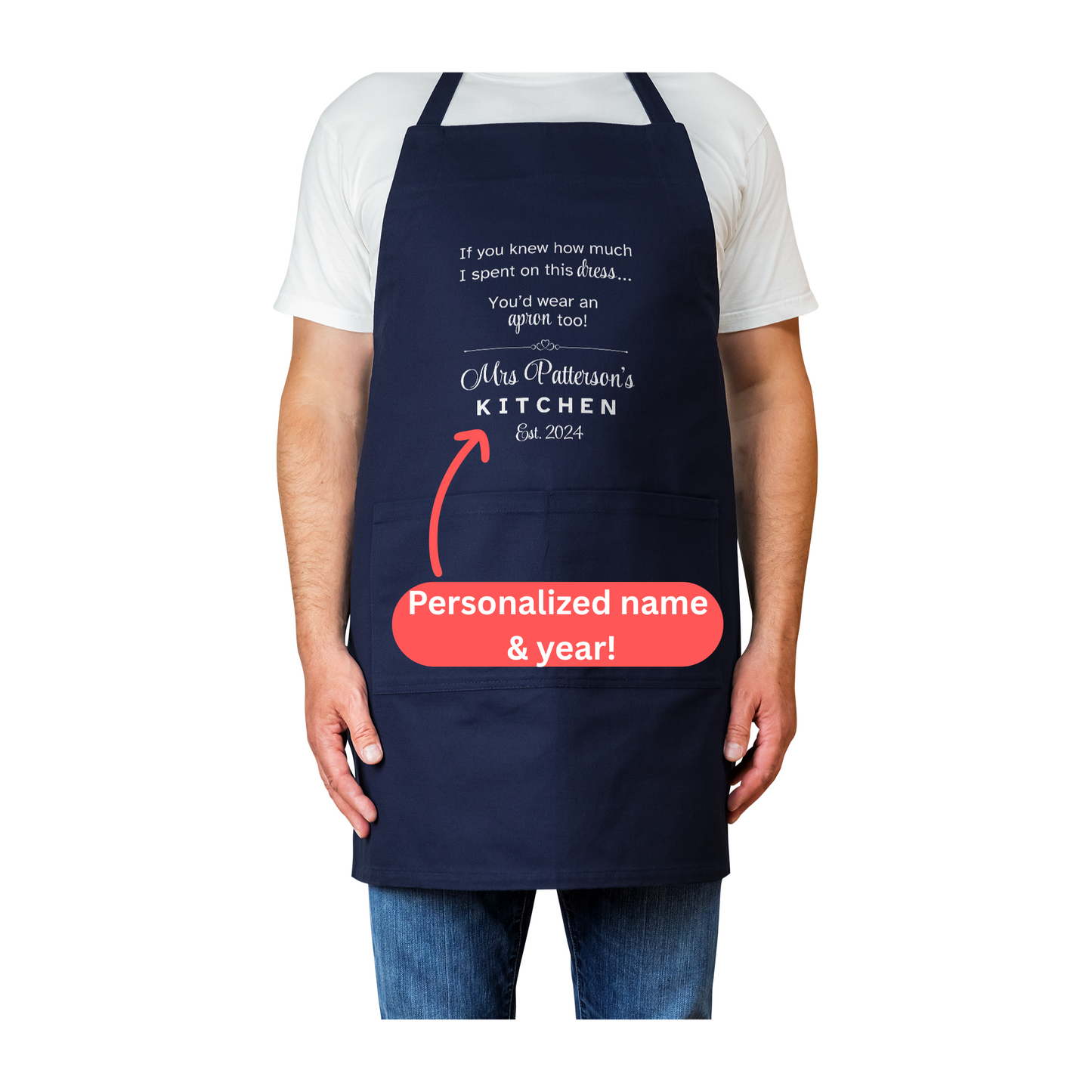 Personalized Apron. If You Knew How Much I Spent on This Dress. Custom Name and Year. Funny Gift for Wife, Bride, or Partner. Anniversary Gift v2