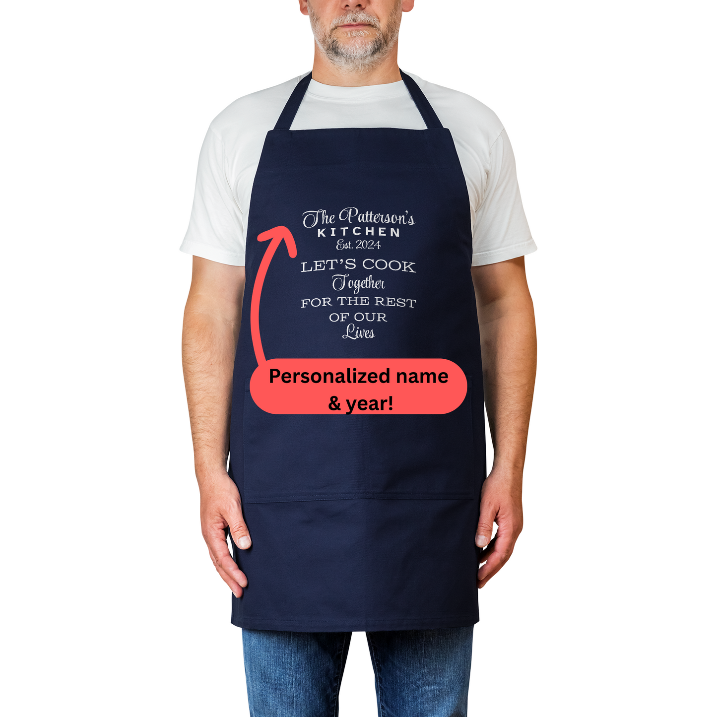Personalized Couples Apron. Let’s Cook Together for the Rest of Our Lives. Custom Name and Year. Wedding Gift. Anniversary Gift V2