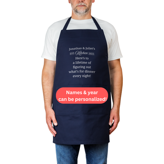Personalized Apron. Heavy Cotton. Funny Couples Gift. Custom Names & Year. Food couples. Wedding Gift.