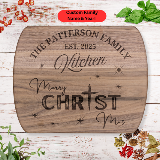 Personalized Family Christmas Cutting Board. Faith Inspired. Family Christmas Gift. Christian Family Gift