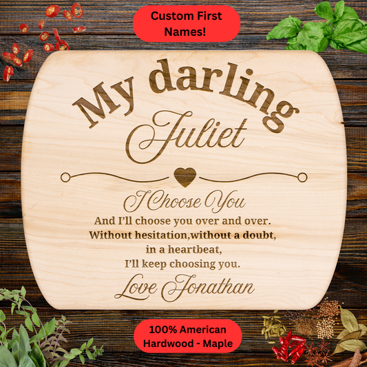 Personalized Cutting Board. Custom Names Romantic Gift. Valentines Day Gift. Anniversary Gift. Wedding Gift