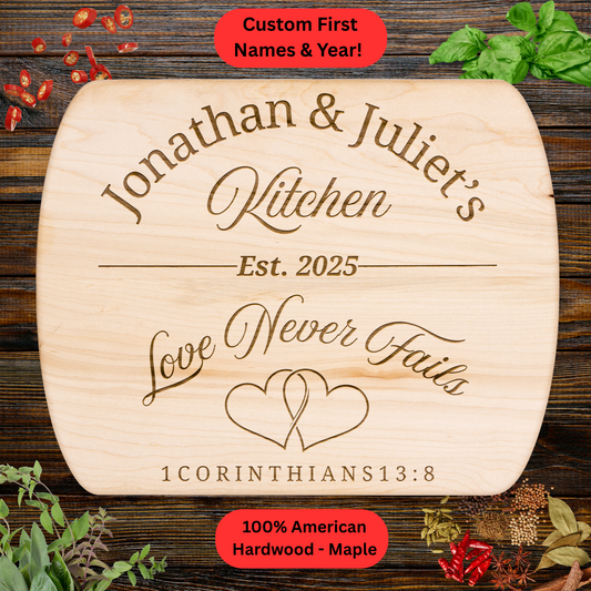 Personalized Scripture Cutting Board. Custom Family Name and Year Gift. Wedding Gift. Anniversary Gift. Valentines Day Gift