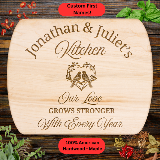 Personalized Couples Kitchen Cutting Board. Custom Name Gift. Wedding or Anniversary Gift. Valentines Day Gift