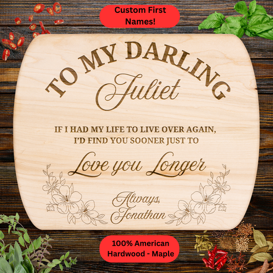 Personalized Valentine’s Cutting Board. Custom Names. Walnut or Maple. Wedding or Anniversary Gift. Valentines Day Gift
