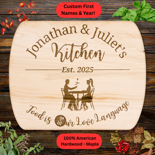 Personalized Couple Cutting Board. Custom Names and Year. Wedding, Anniversary and Valentine’s Day Gift