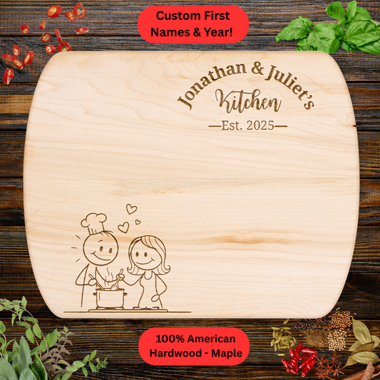 Personalized Couple’s Kitchen Cutting Board. Custom Names and Year. Wedding or Anniversary Gift. Valentines Day Gift