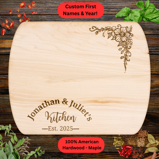 Personalized Couples Cutting Board. Wedding, Valentine's Day or Housewarming Present.