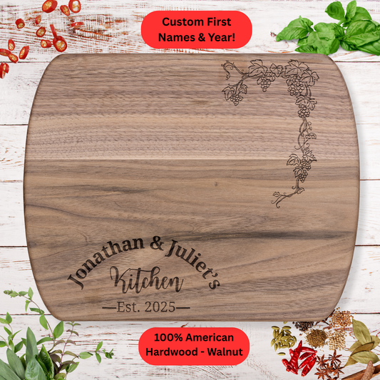 Personalized Couples Cutting Board. Wedding, Valentine's Day or Housewarming Present