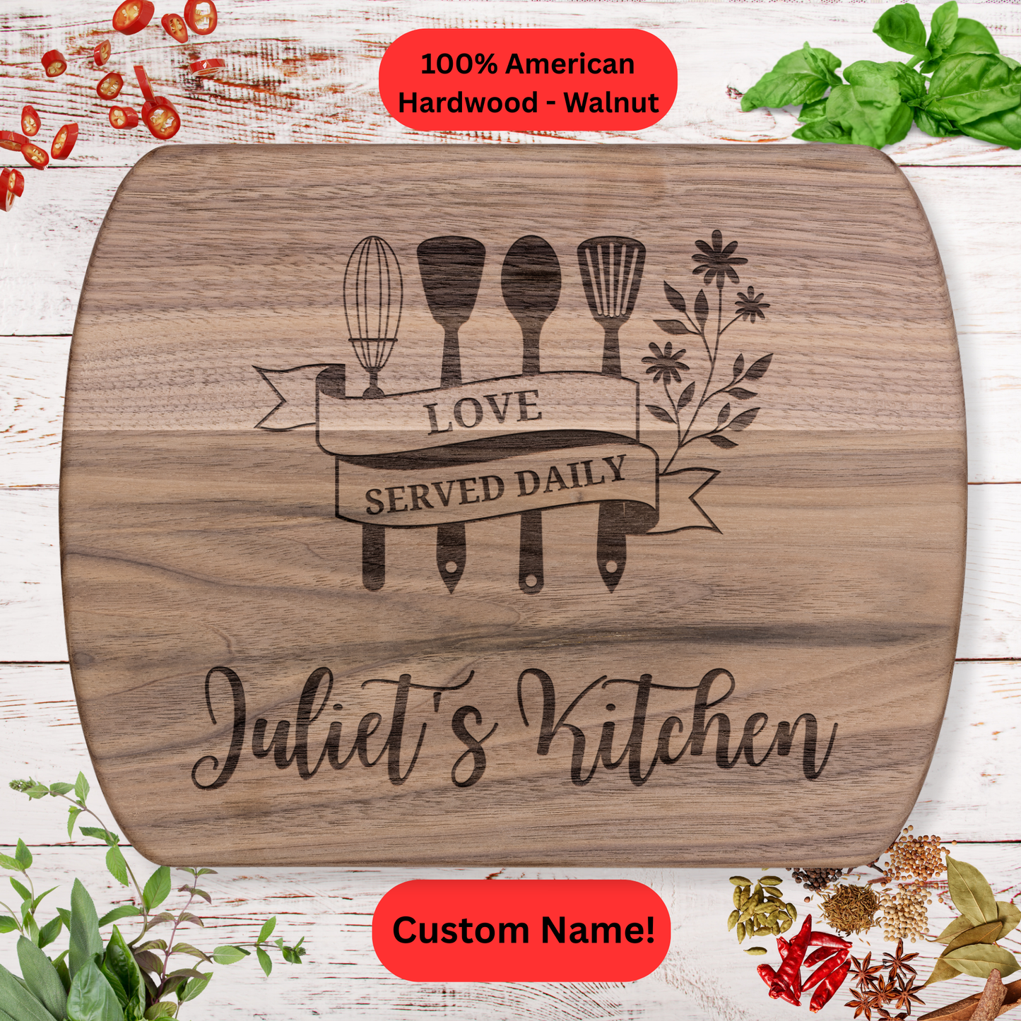 Personalized Cutting Board for Mom. Custom Mom’s Kitchen Gift. Mother’s Day Engraved Wooden Board. Maple or Walnut