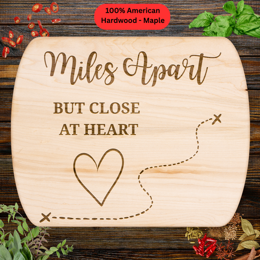 Engraved Cutting Board. Long Distance Gift. Wooden Cutting Board. Maple or Walnut.  Heart