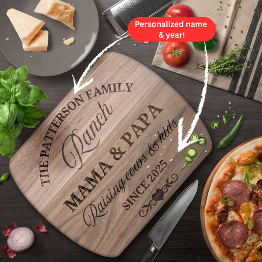 Personalized Ranch Cutting Board. Custom Family Name and Year. Farmhouse Gift. Ranch Family gift.