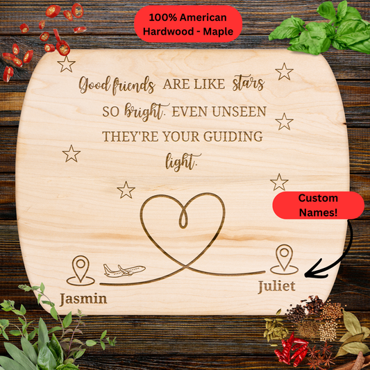 Personalized Friendship Gift. Custom Names. Meaningful Gift for Best Friend, Long Distance or Close By. Maple or Walnut
