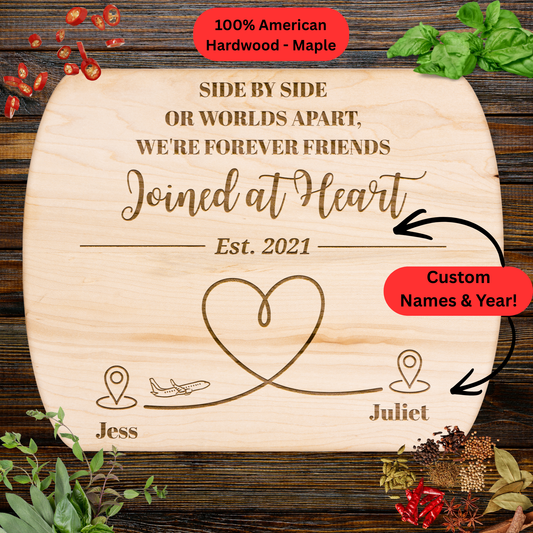 Personalized Long Distance Friendship Gift. Custom Names and Year. Forever Friends Keepsake. Maple or Walnut