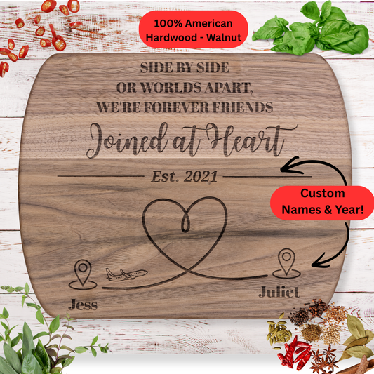 Personalized Long Distance Friendship Gift. Custom Names and Year. Forever Friends Keepsake. Maple or Walnut