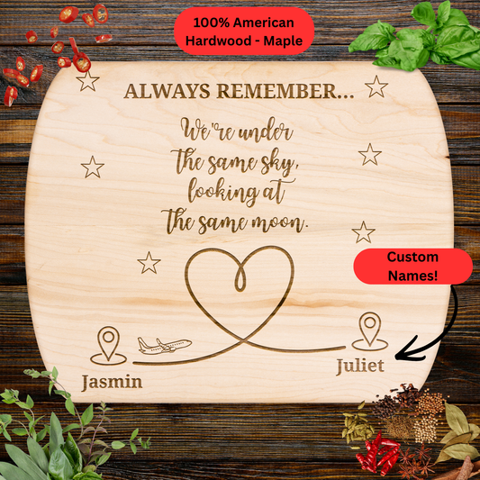 Personalized Long Distance Gift. Custom Names. Meaningful Friendship or Love Gift. Maple or Walnut