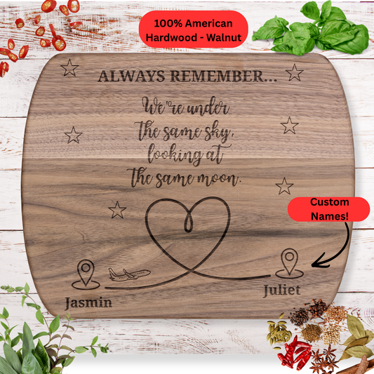 Personalized Long Distance Gift. Custom Names. Meaningful Friendship or Love Gift. Maple or Walnut