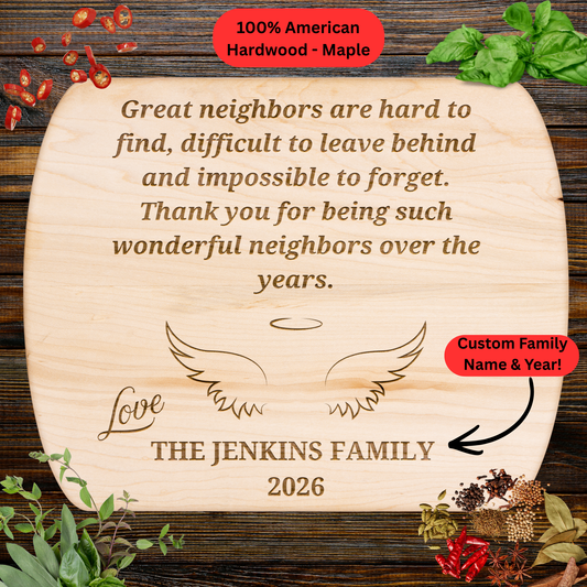 Personalized Neighbor Cutting Board Gift. Custom Family Name and Year. Thank You Gift for Neighbors