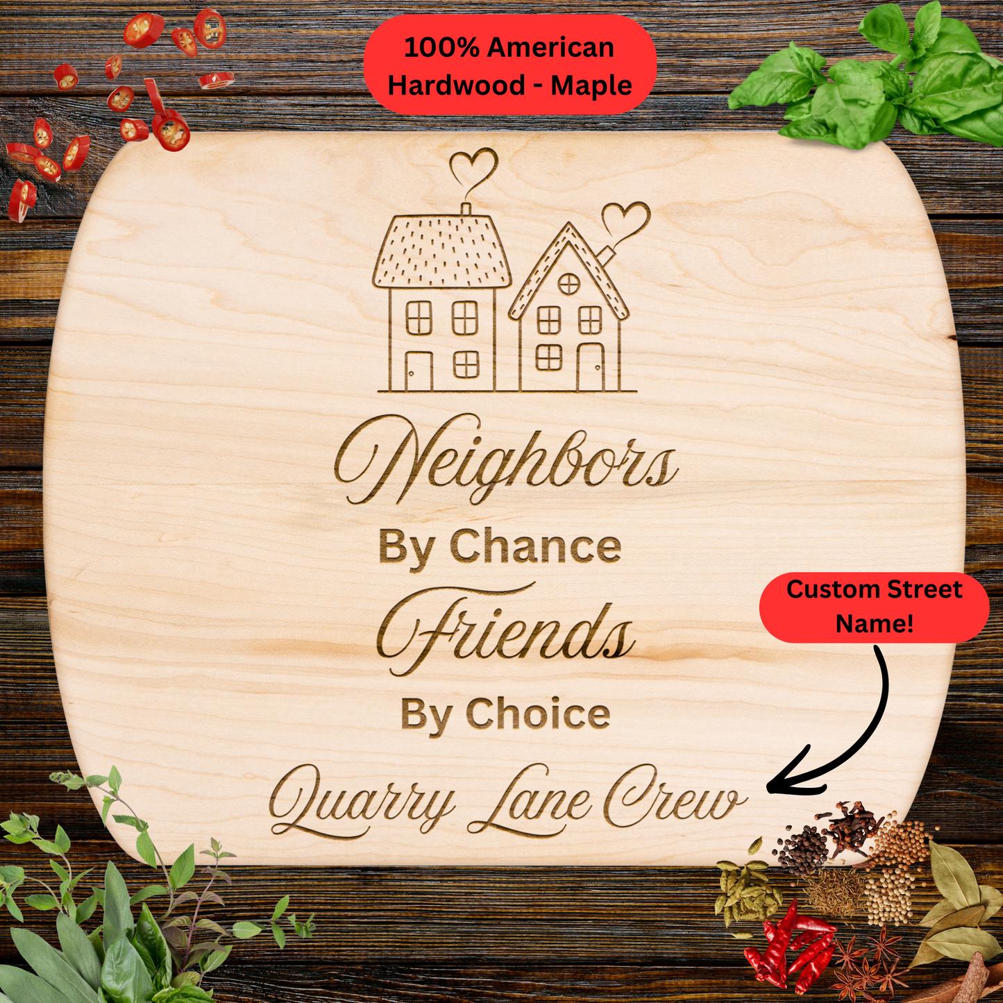 Personalized Neighbor Cutting Board. Custom Street Name Board. Neighborhood Gift. Housewarming Gift