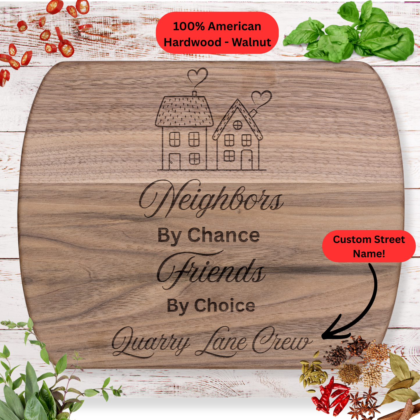 Personalized Neighbor Cutting Board. Custom Street Name Board. Neighborhood Gift. Housewarming Gift