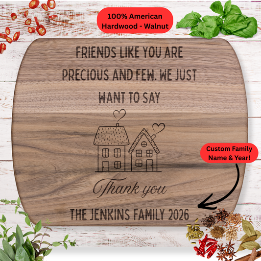 Personalized Neighbor Thank You Cutting Board. Custom Family Name and Year Gift. Friendship Gift for Neighbors. Moving Away Gift