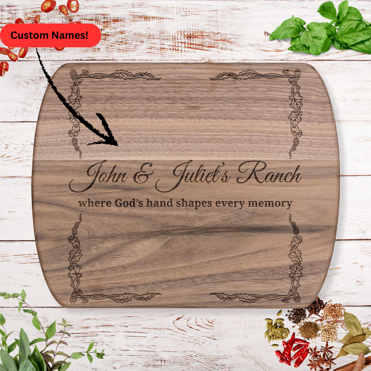 Personalized Ranch Cutting Board. Custom Family Name. Christian Farmhouse Gift. Ranch Couple