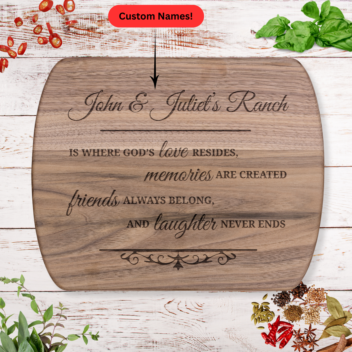 Personalized Ranch Cutting Board. Custom Family Name. Christian Farmhouse Gift. Ranch Christian Family