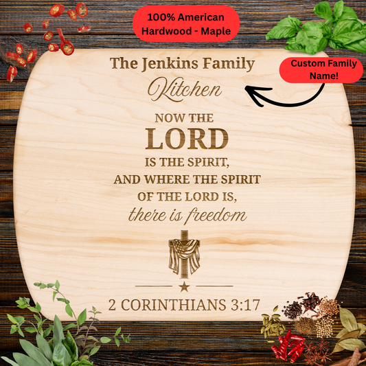 Christian Personalized Cutting Board. Christian Patriotic Gift. Custom Family Name Keepsake