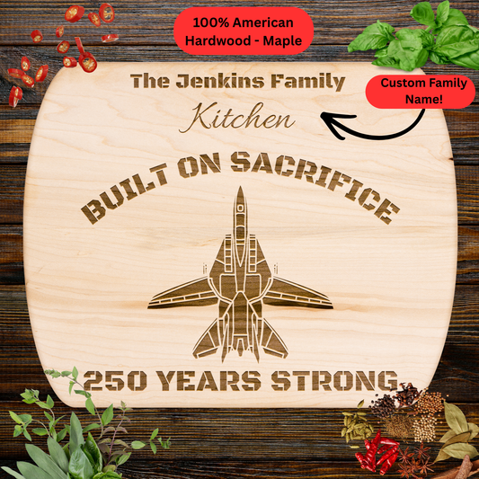 Personalized F-14 Tomcat 250th Anniversary Cutting Board. Navy Aviation Gift. Military Family Gift