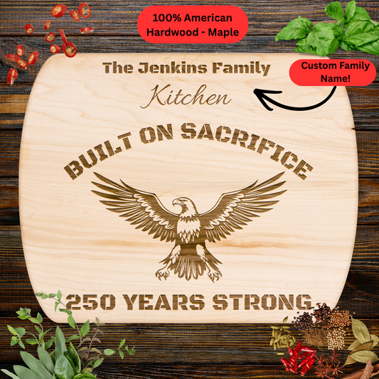 Personalized Family Name Eagle Cutting Board. Patriotic USA 250th Anniversary Gift. Military family gift
