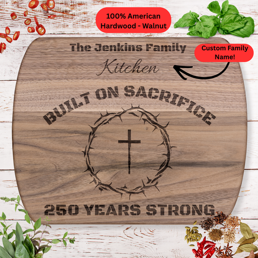 Personalized Family Name Cutting Board. Christian Family Gift. USA 250th Anniversary Keepsake