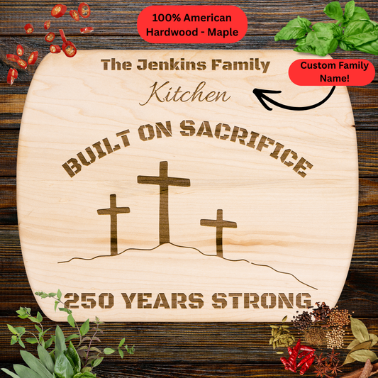 Personalized Family Name Cutting Board. Christian Family Gift. USA 250th Anniversary Keepsake