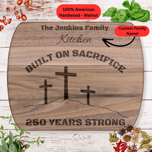 Personalized Family Name Cutting Board. Christian Family Gift. USA 250th Anniversary Keepsake