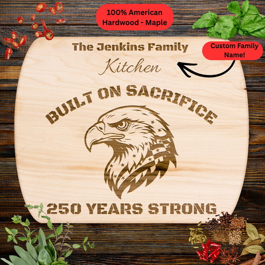 Personalized Family Name Cutting Board. Bald Eagle Patriotic Gift. USA 250th Anniversary Keepsake