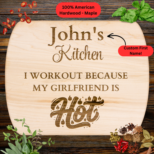 Personalized Couple Names Cutting Board. Funny Fitness Gift. Gym Couple Kitchen Keepsake