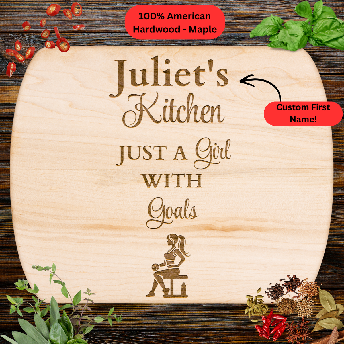 Personalized Name Cutting Board. Fitness Girl Gift. Motivational Gym Kitchen Keepsake. Meal Prep Gift