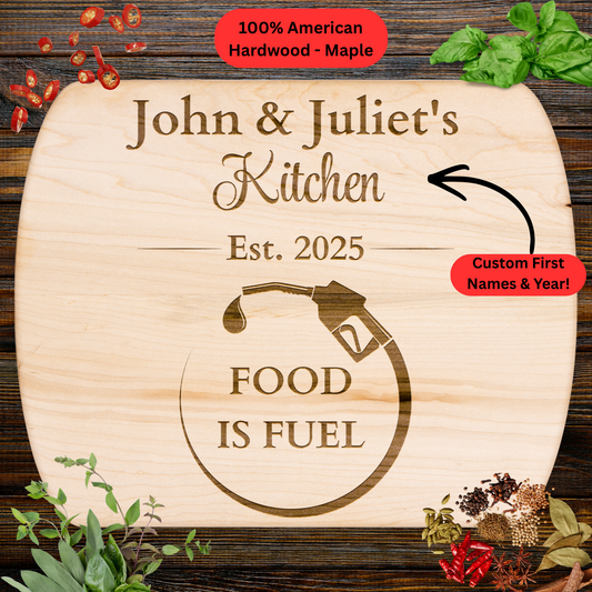 Personalized Cutting Board. Custom Names and Year Gift. Meal Prep Gift for Fitness Lovers. Gym Kitchen Decor. Healthy Lifestyle Gift