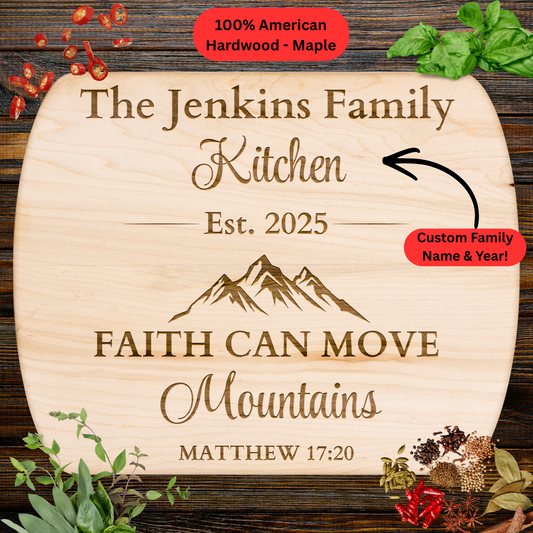 Personalized Christian Cutting Board. Custom Family Name and Year. Christian Gift. Faith-Based Kitchen Décor