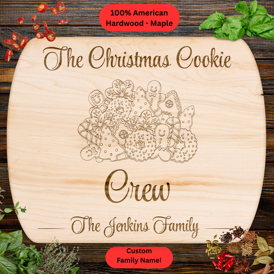 Personalized Christmas Cutting Board. Custom Family Name. Christmas Baking Gift. Holiday Kitchen Décor