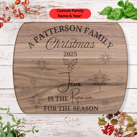 Personalized Family Christmas Cutting Board. Christian Family Gift. Christmas Family Gift.