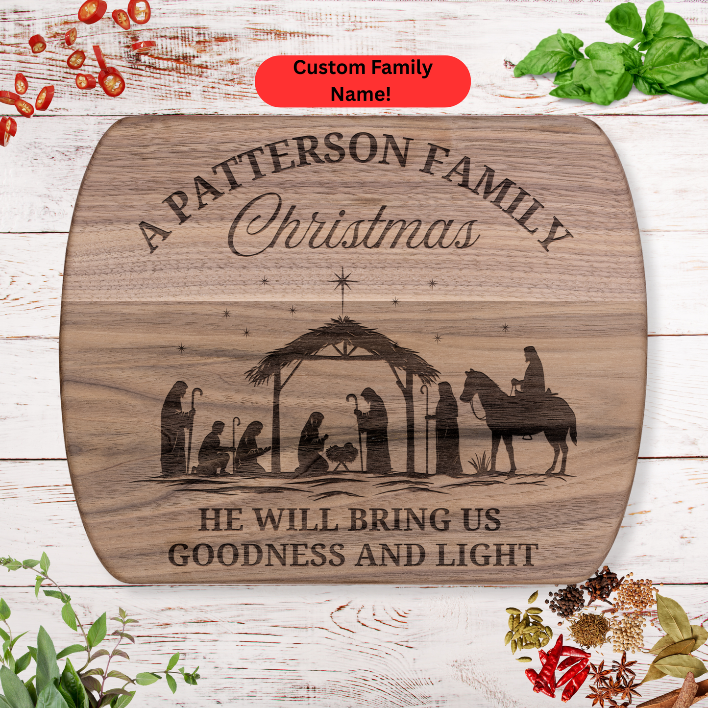 Personalized Family Christmas Cutting Board. Christmas family gift. Christian family gift.