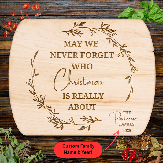 Personalized Christmas Cutting Board. Custom Family Name and Year Gift. Christian Family Gift. Christmas family gift